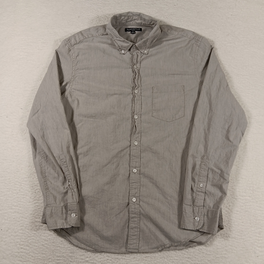 J Crew Shirt Mens Large Gray Chambray Long Sleeve Button Down Office Preppy